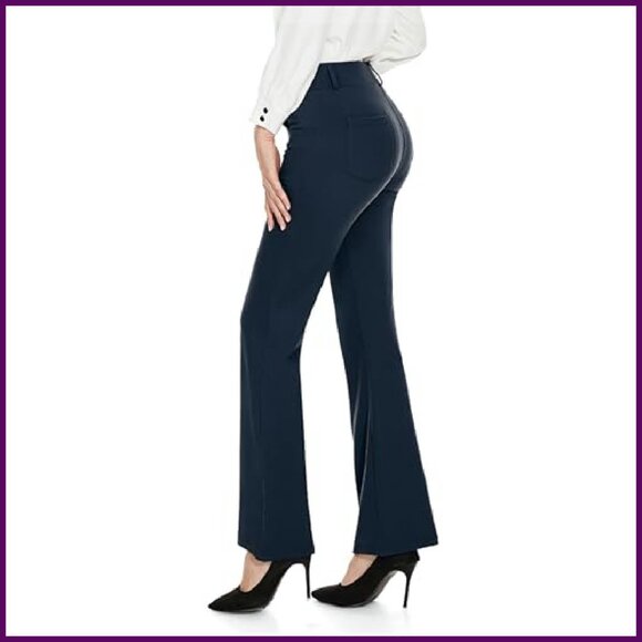 High Waisted Bootcut Yoga Dress Pants Stretchy Office Work Casual - Picture 3 of 7